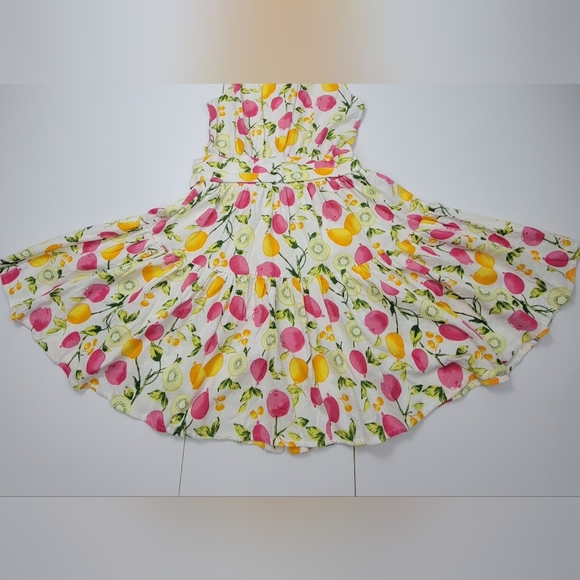 Cynthia Rowley Linen Blend Tiered Button Belted DressLined-Skirt Fruits Sz 4 New - Picture 8 of 14